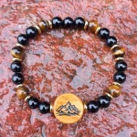 Bransoletka męska czarny turmalin, tygrysie oko, góry 