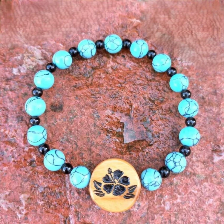 bransoletka damska  turkmenit, onyks, oliwka kamienie półszlachetne. obwód bransoletki 17,2cm