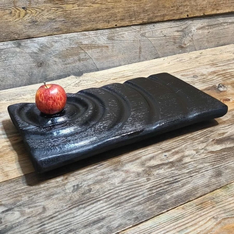 Ekskluzywna Deska Dębowa do Serwowania przystawek. Shou Sugi Ban (Yakisugi) | Rękodzieło Nela Wood. Wymiary deski 48x27x4,5cm