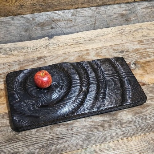 Ekskluzywna Deska Dębowa do Serwowania przystawek. Shou Sugi Ban (Yakisugi) | Rękodzieło Nela Wood. Wymiary deski 54x29x4,5cm