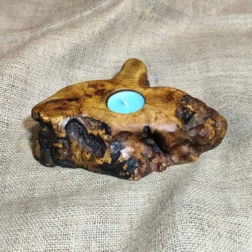 ręcznie robiony świecznik z korzenia drewna oliwnego za tegalit wymiary 20x14x4cm