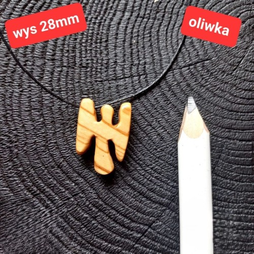 Wisiorek damski drewniany - aniołek 
ręcznie robiony z wykonany z drewna oliwnego
wysokość 28mm