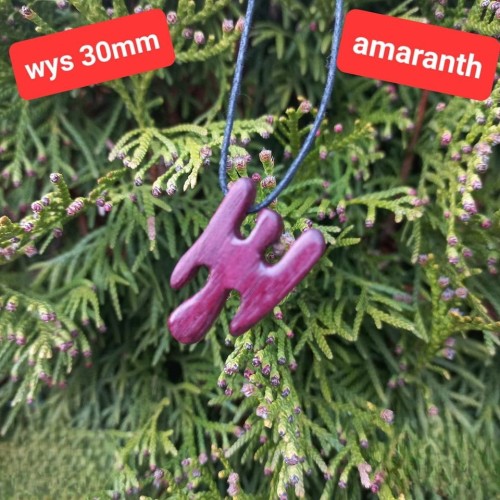 Wisiorek damski drewniany, aniołek na szczęście ręcznie robiony  drewno amaranth wysokość 30mm