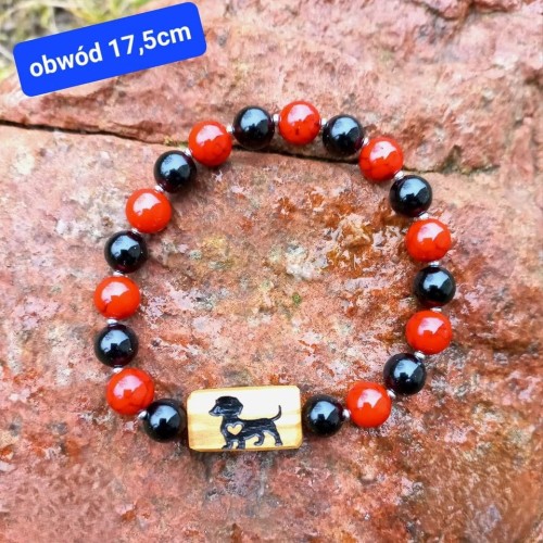 Bransoletka damska koral, onyks, hematyt