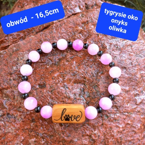 Bransoletka damska jadeit, onyks i oliwka A73.jpg