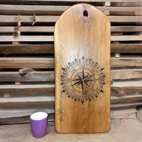 Deska do podawania serów deska do serwowania  z grawerem żeglarskim deska drewniana dębowa do przystawek, wymiary deski 61x27 cm