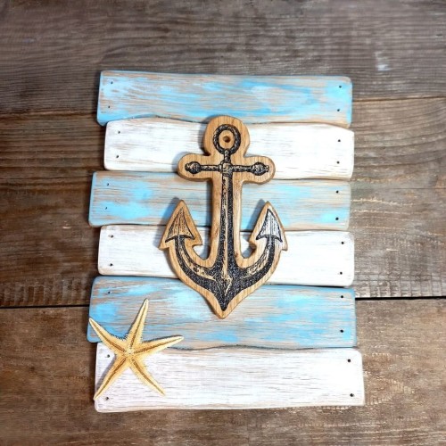 Drewniany obrazek marynistyczny z kotwicą
obrazek do powieszenia na ścianę
wymiary 30x23cm