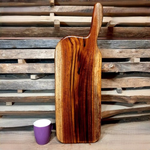 deska do krojenia, podawania przystawek - tekowa deska ma rączkę wymiary deski 77x18cm