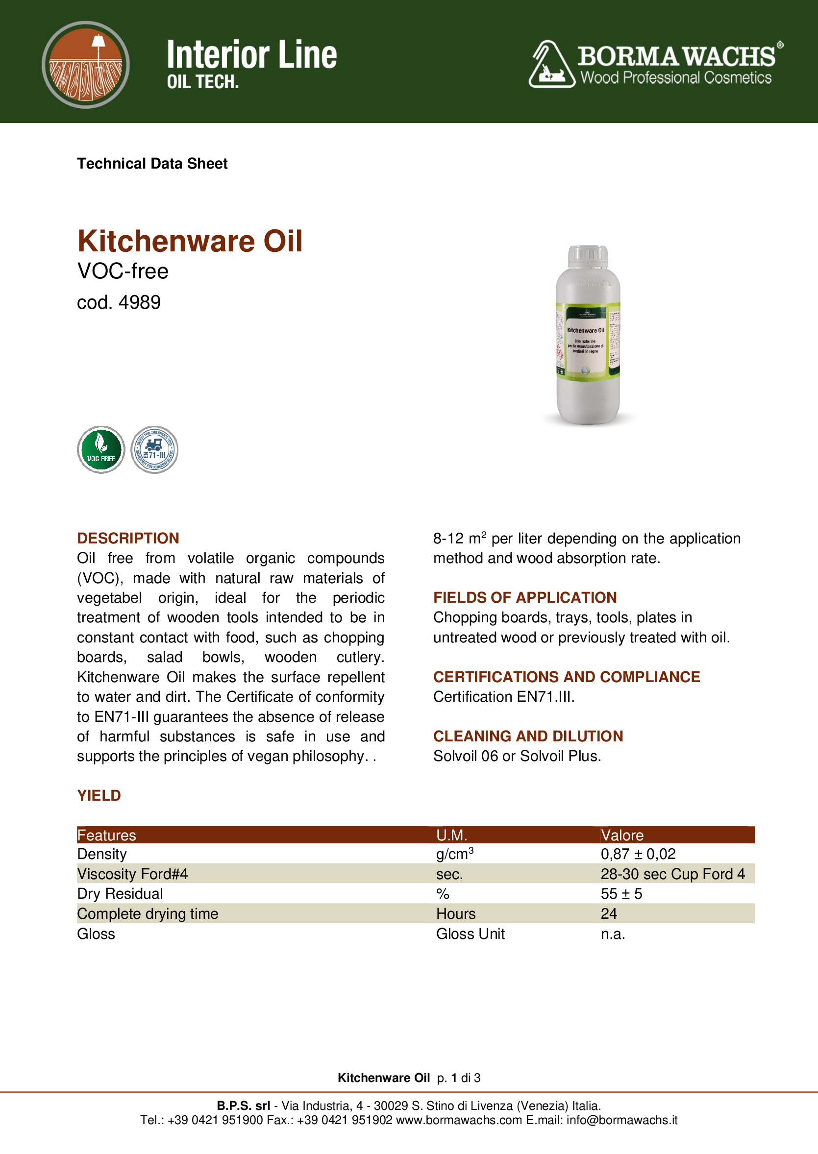 certyfikat Kitchenware Oil