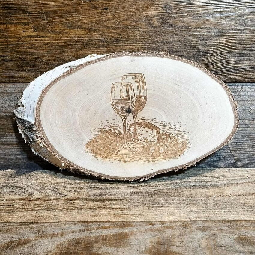 Ozdobny plaster brzozowy z grawerem kieliszka wina Nela Wood